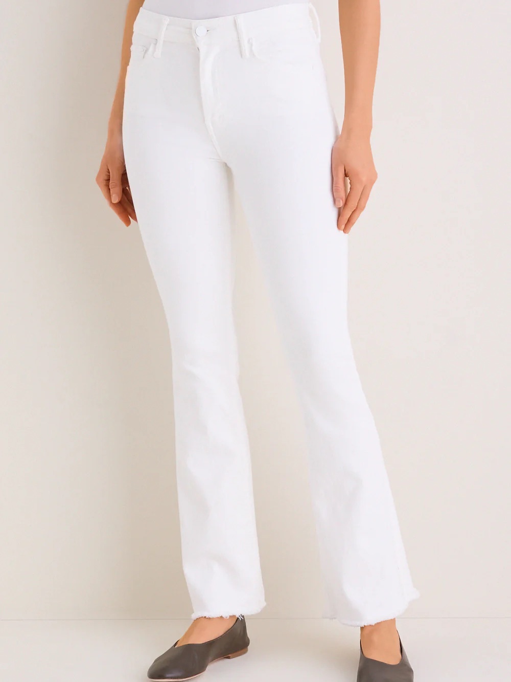 MOTHER Hustler White High-Rise Ankle Crop Jeans